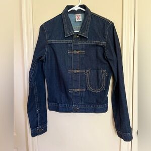 True Religion Cotton Denim Jacket in Dark Blue Piper Medium